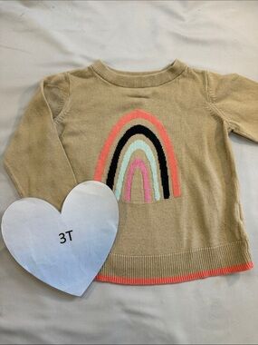 GAP Beige Sweater with Multicolor Rainbow